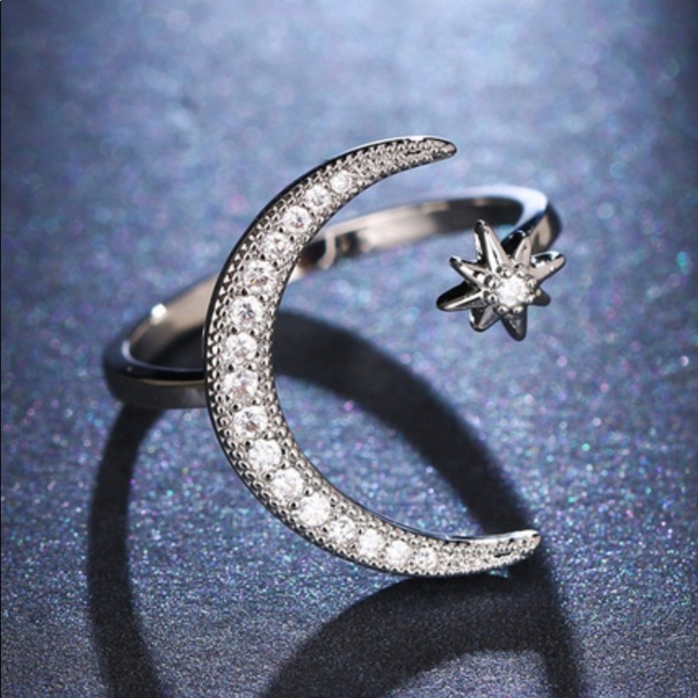 Moon and crescent ring